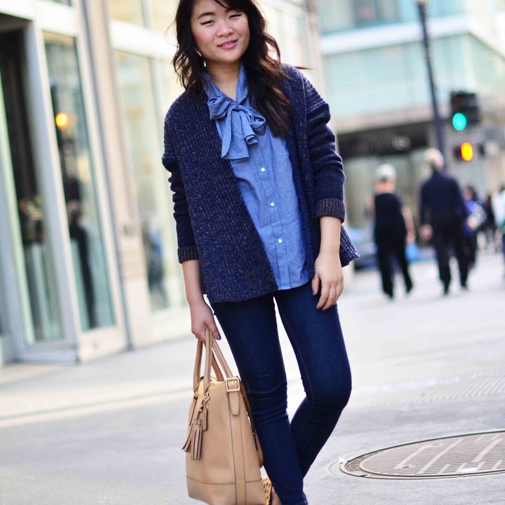 New Gap Blue Wool Cardigan Sweater - Picture 2 of 2